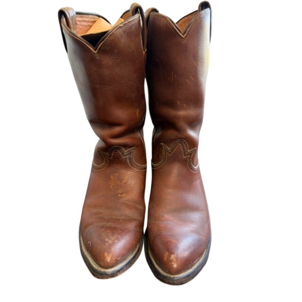 Tony Lama Vintage Brown Leather Western Cowboy Boots Size 6 C Pointed Toe